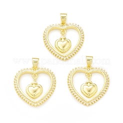 Rack Plating Brass Micro Pave Clear Cubic Zirconia Pendants&nbsp;KK-C011-21G