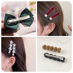 70個 7スタイル 鉄製フラットワニ口ヘアクリップ 金具  作るDIYのヘアアクセサリー  プラチナ  32~77x6~9mm  10個/スタイル&nbsp;IFIN-TA0001-69