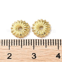 ラックメッキ真鍮スペーサービーズ  長持ちメッキ  鉛フリー＆カドミウムフリー  花  18KGP本金メッキ  8x2mm  穴：1.4mm&nbsp;KK-K346-27G