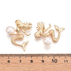 真鍮製天然養殖淡水真珠ペンダント  人魚  18KGP本金メッキ  25~26.5x23~23.5x7~8mm  穴：3.5x1.8mm&nbsp;PEAR-N020-07K