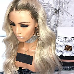 長いかつら  女性のセクシーなオンブルパーティーの巻き毛  合成かつら  耐熱高温繊維  ブロンド  25.6インチ（65cm）&nbsp;OHAR-L010-012