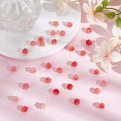 合成サンゴビーズ100個  染め  花  ピンク  8x8mm  穴：1.2mm&nbsp;CORA-OC0001-03B