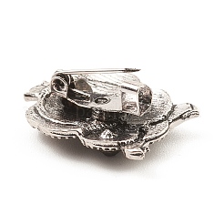 ラインストーンフクロウブローチピン  バックパック服の合金バッジ  アンティークシルバー  25.4x19x10mm&nbsp;JEWB-Q030-01AS