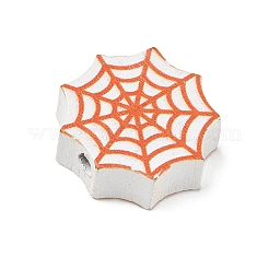 ハロウィーンの木製ビーズ  クモの巣  オレンジ  19.5x19.5x6mm  穴：1.8mm&nbsp;WD-CBA29C7-01E