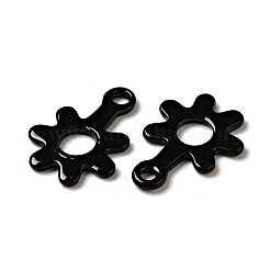 スプレー塗装された201ステンレススチールチャーム  花のチャーム  ブラック  11x8.5x1mm  穴：1.2mm&nbsp;STAS-G304-22B
