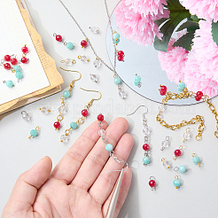 16Pcs 4 Styles Natural Quartz Crystal Charms with April Birthstone Connector Charms&nbsp;PALLOY-SW00122