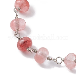 Cherry Quartz Glass Rondelle Beads Link Bracelets for Women&nbsp;BJEW-JB10262-01