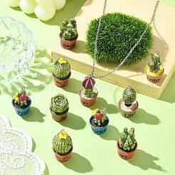 14Pcs 7 Styles Resin Plant Pendants&nbsp;RESI-CJ0003-84