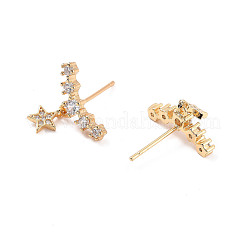 Clear Cubic Zirconia Curved Bar with Star Stud Earrings&nbsp;EJEW-C023-02G