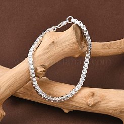 ユニセックス真鍮ベネチアンチェーンブレスレット  カニカン付き  銀色のメッキ  190x4mm&nbsp;BJEW-BB12538