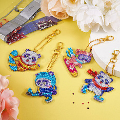 2 Sets 2 Style DIY Diamond Painting Sporting Panda Keychain Kits&nbsp;DIY-TA0003-80