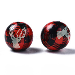 Painted Natural Wood European Beads&nbsp;WOOD-S057-036A