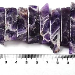 天然石アメジストビーズ連売り  トップドリルビーズ  長方形  24~62x8~14x4~9mm  穴：1.8mm  約34~39個/連  15.04''~15.51''（38.2~39.4センチメートル）&nbsp;G-L551B-08A