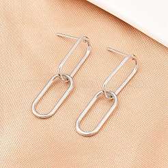 Oval 316 Stainless Steel Dangle Stud Earrings&nbsp;EJEW-D339-04P