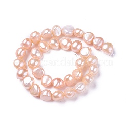 天然養殖淡水パールビーズ連売り  研磨両側  桃パフ  4~15x4~15mm  穴：0.5~1mm  約24~95個/連  14.3インチ〜14.9インチ（36.5~38cm）&nbsp;PEAR-L021-19A-01