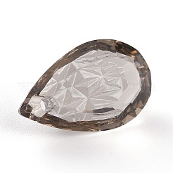 エンボスガラスラインストーンペンダント  ティアドロップ  多面カット  サテン  19x12x6mm  穴：1.6mm&nbsp;GLAA-J101-05B-001SA