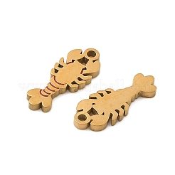 304ステンレススチールエナメルチャーム  イオンプレーティング（ip）  ロブスターチャーム  ゴールドカラー  15x6x1.5mm  穴：1mm&nbsp;STAS-Z139-04G-03
