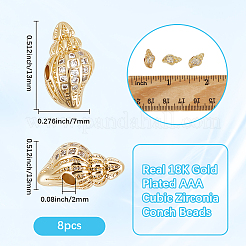 8Pcs Brass Micro Pave Grade AAA Cubic Zirconia Beads&nbsp;ZIRC-BBC0003-22