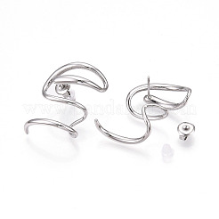 変色しない304ステンレススチール製スネークラップスタッドピアス  ステンレス鋼色  29x21.5mm&nbsp;EJEW-B023-02P