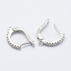 Brass Micro Pave Cubic Zirconia Hoop Earring Findings with Latch Back Closure&nbsp;KK-K220-08