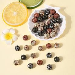 40Pcs 5 Colors Printed Schima Wood Beads&nbsp;WOOD-FS0001-47
