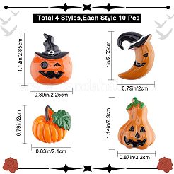 40Pcs 4 Styles Halloween Theme Opaque Resin Cabochons&nbsp;RESI-GF0001-09
