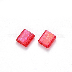 Fgb 2穴ベーキングペイント透明ガラスシードビーズ  ABカラーメッキ  長方形  レッド  5x4.5~5.5x2~2.5mm  穴：0.5~0.8mm  約118個/10g&nbsp;X-SEED-S031-L-254