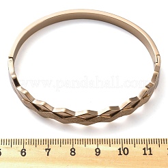 イオンプレーティング（IP）304ステンレススチール製ヒンジ付き女性用バングル  艶消し  波  ローズゴールド  内径：2x2-3/8インチ（5x6cm）&nbsp;BJEW-A011-15RG
