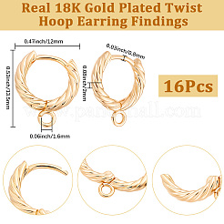 16Pcs Brass Hoop Earring Findings&nbsp;KK-BBC0029-24