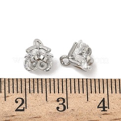 真鍮製マイクロパヴェキュービックジルコニアチャーム  花  プラチナ  8.5x8.5x8.5mm  穴：1.4mm&nbsp;KK-B166-06P