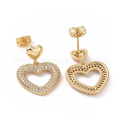 Clear Cubic Zirconia Hollow Out Heart Dangle Stud Earring&nbsp;EJEW-C008-01G