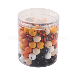120Pcs 6 Style Natural Wood Beads&nbsp;WOOD-YS0001-02