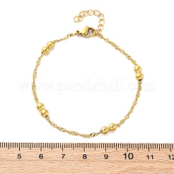 女性用304ステンレススチールロープチェーンブレスレット  二重丸  イオンプレーティング（ip）  ゴールドカラー  6-3/4インチ（17.2cm）&nbsp;BJEW-C094-03G