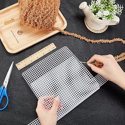 プラスチックメッシュキャンバスシート  刺繍用  アクリル毛糸クラフト  ニットとかぎ針編みのプロジェクト  ホワイト  36.5x40.2x0.15cm  穴：4x4mm&nbsp;KY-WH0020-76