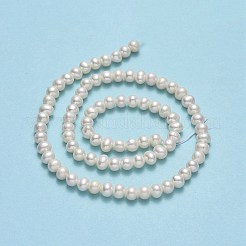 天然養殖淡水パールビーズ連売り  ラウンド  ベージュ  5x5~6.5x4.5~5mm  穴：0.7mm  約76~79個/連  15.24~15.35インチ（38.7~39cm）&nbsp;PEAR-F018-18B-01
