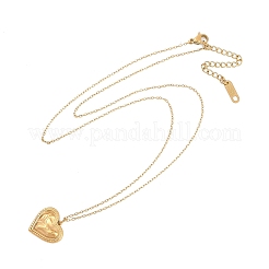 イオンプレーティング（IP）304ステンレススチールテクスチャハートペンダントアズキチェーンネックレス女性用  18KGP本金メッキ  17.68インチ（44.9cm）&nbsp;NJEW-P320-09G