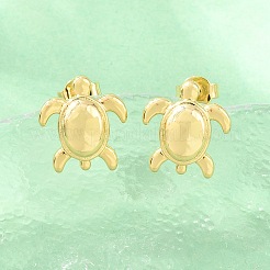 真鍮製スタンドピアス  亀のチャーム  長持ちメッキ  ラックめっき  鉛フリー＆カドミウムフリー  18KGP本金メッキ  12x11mm&nbsp;KK-H297-01G