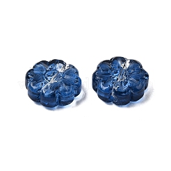 ガラスビーズ  花  プルシアンブルー  13.5x5.5mm  穴：1mm&nbsp;GLAA-D303-03I