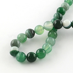 Dyed Natural Striped Agate/Banded Agate Round Bead Strands&nbsp;G-R342-6mm-06