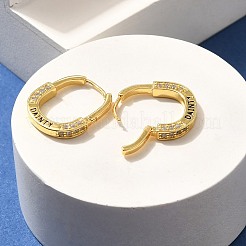 真鍮製キュービックジルコニアフープピアス  カドミウムフリー＆鉛フリー  上品な言葉  18KGP本金メッキ  17x3mm&nbsp;EJEW-M048-07G