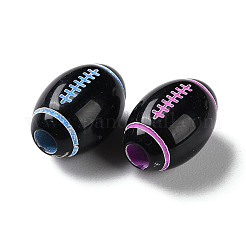 スプレープリントの不透明アクリルヨーロピアンビーズ  大穴ビーズ  ラグビー  ミックスカラー  15.5x11mm  穴：4mm  約500個/500g&nbsp;SACR-P031-27B