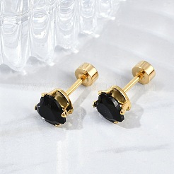 Heart Glass Ear Fake Plugs&nbsp;EJEW-H105-25G-E