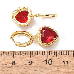 Valentine's Day Heart Brass & Glass Hoop Earrings&nbsp;EJEW-Z164-23G-01