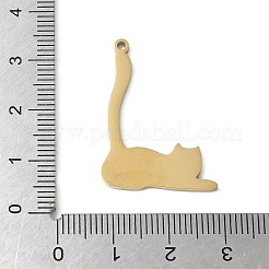 304ステンレスペンダント  猫の形のチャーム  18KGP本金メッキ  29.5x21.5x1.5mm  穴：1.5mm&nbsp;LS-STAS-E501-11G
