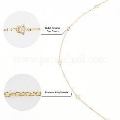 DIY Clear Cubic Zirconia Star Link Chain Bracelet Necklace Making Kit&nbsp;DIY-CA0005-49