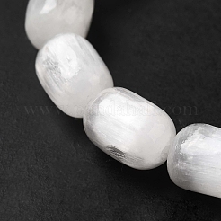 Natural Selenite Column Beaded Stretch Bracelet for Women&nbsp;LS-BJEW-I312-01