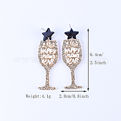 Goblet with Happy New Year Acrylic Dangle Stud Earrings&nbsp;FS-WG98AAA-01