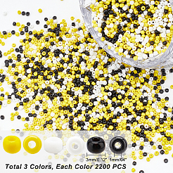 3色の不透明色のガラスシードビーズ  ラウンド  DIYのジュエリーには  ミックスカラー  3mm  約2200PCS /カラー&nbsp;SEED-PH0001-52