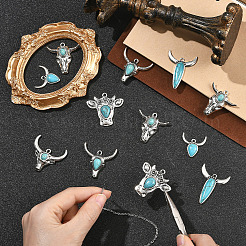 24Pcs 6 Styles Bohemian Synthetic Turquoise Cattle Pendants&nbsp;FIND-SZ0019-83