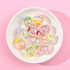 10個 10スタイル DIY 手作り透明アクリルエナメルビーズ  手描きのビーズ  ラウンド  ミックスカラー  18x15mm  穴：2.5~3mm  1個/スタイル&nbsp;MACR-FS0002-41